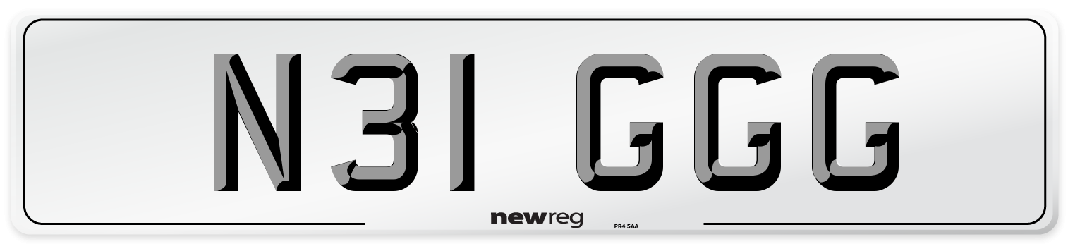 N31 GGG Number Plate from New Reg